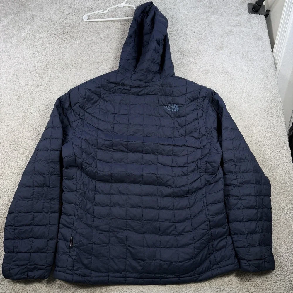 The North Face Jacket Mens Large Navy Thermoball Puffer Hooded Nylon Full Zip